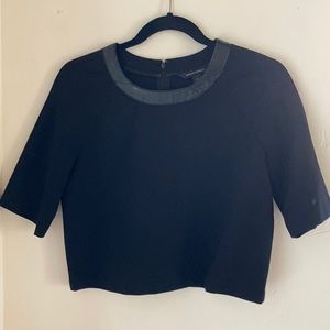 Black Banana Republic Top with Leather trim